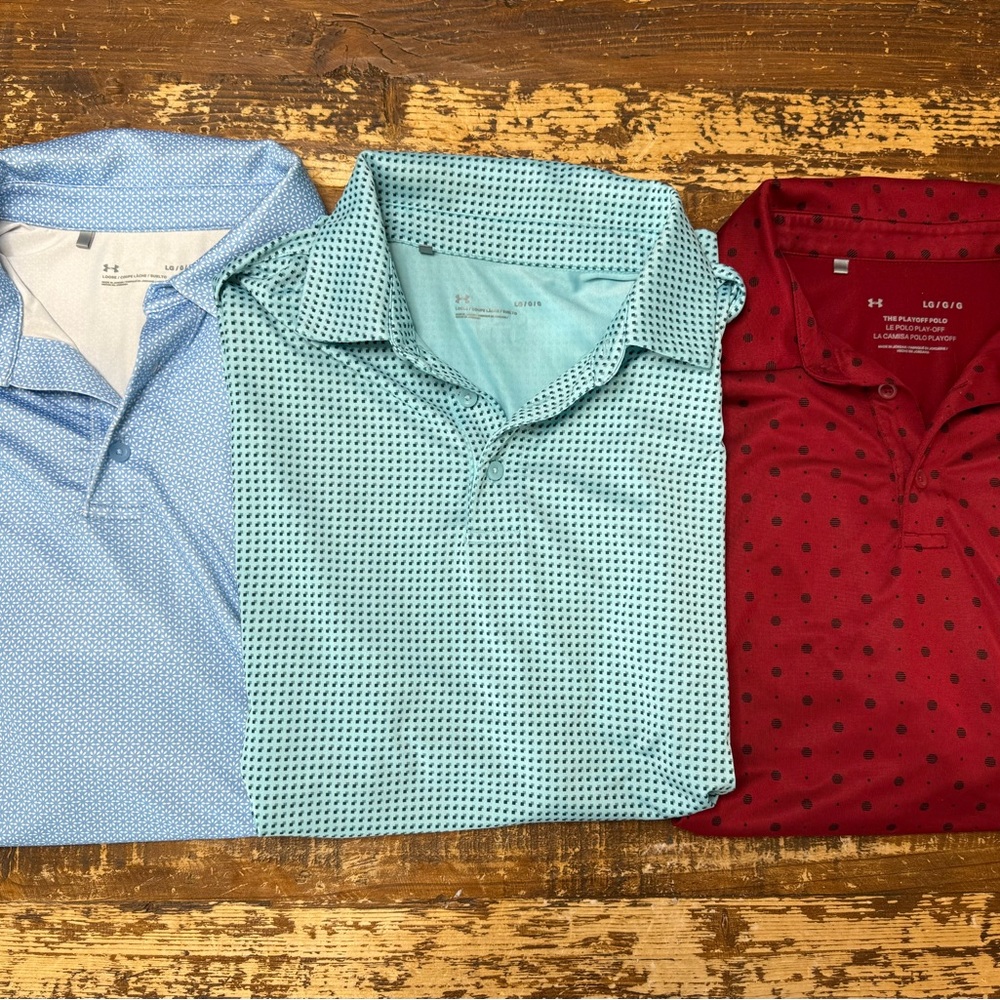 Under Armour Men's Polo Shirt Trio - Light Blue, Teal, Red
